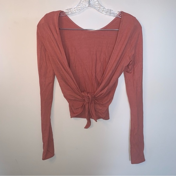 Aritzia Wilfred Free Taja T-shirt Canyon Rose Open Back Tie Up XS - Picture 3 of 8